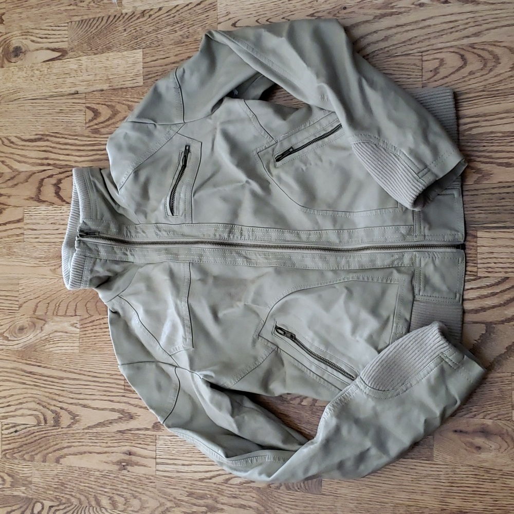 (S) Xhilaration Faux Leather Neutral Moto Contemporary Combat